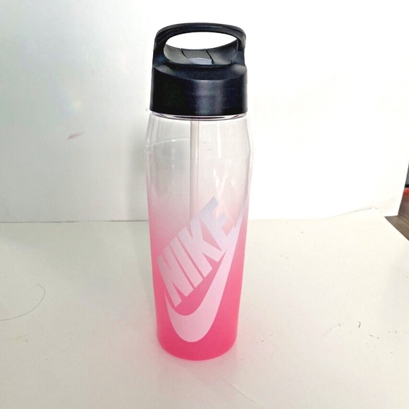 Nike Unisex Hypercharge Straw Gym/Sports Water Bottle 32oz Pink Clear Black - Picture 1 of 2